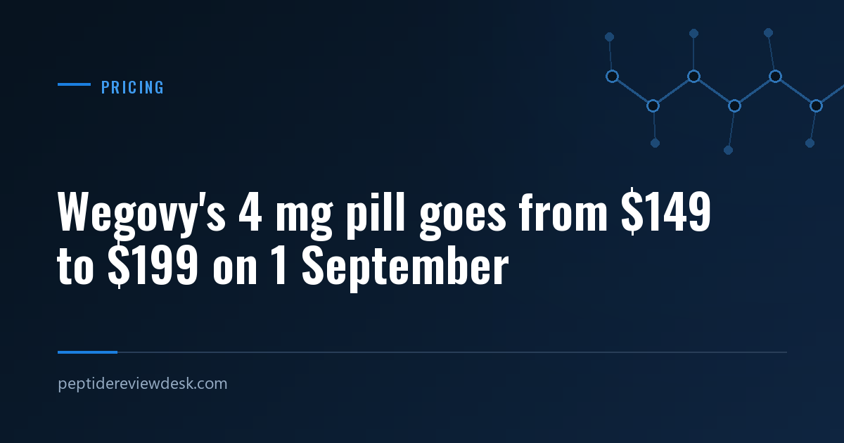 Wegovy's 4 mg pill goes from $149 to $199 on 1 September