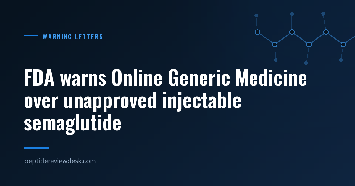 FDA warns Online Generic Medicine over unapproved injectable semaglutide